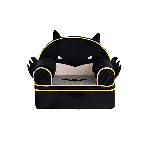 Fun Costumes Batman Face Chair Lounger Seat, DC Comics Iconic Black Comfy Soft Plush Seat