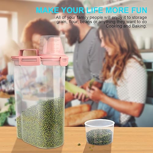 Miniatura 5 de Contenedores herméticos de almacenamiento de alimentos secos de arroz, dispensador de plástico sin BPA con boquilla vertible, taza medidora para