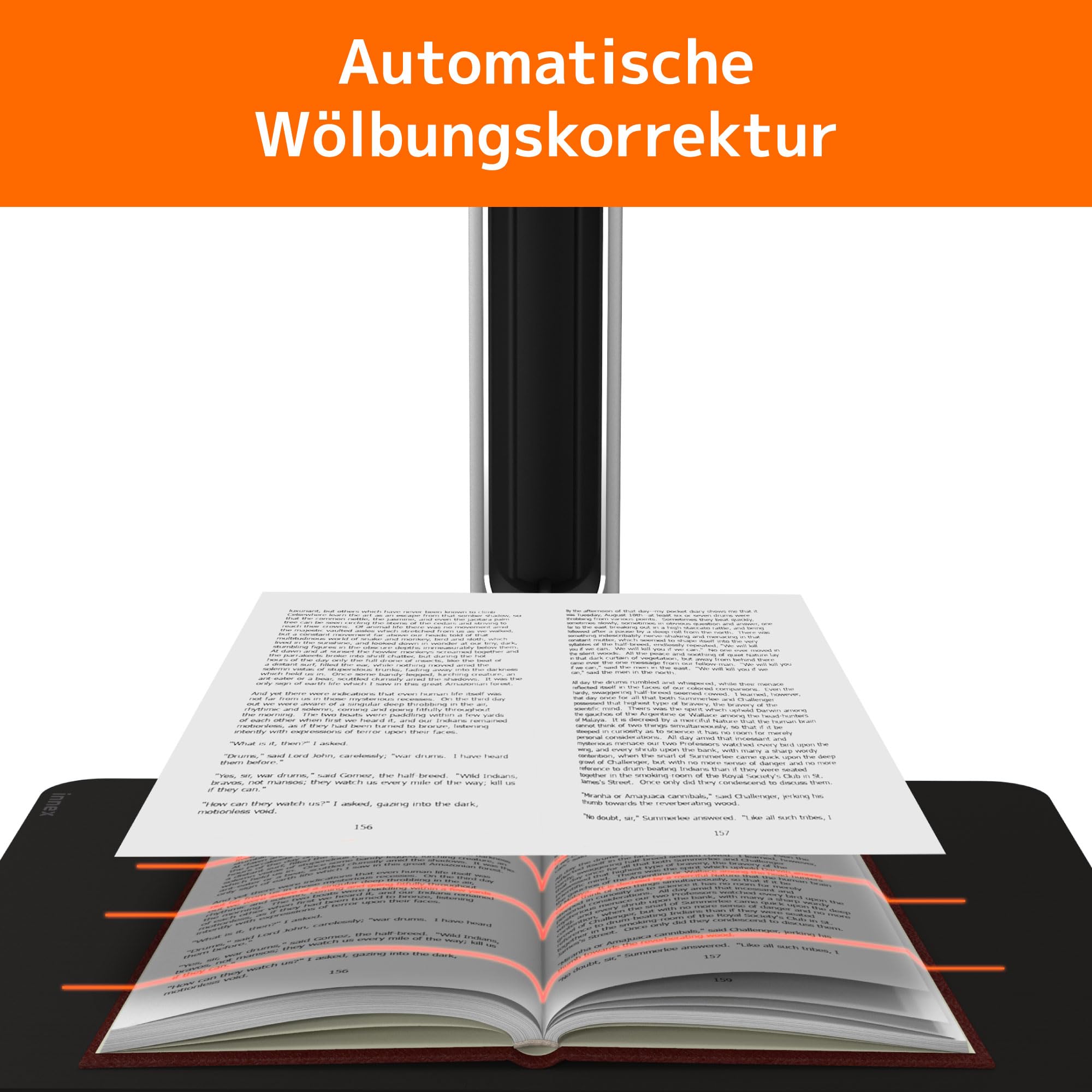 Innex DS200 USB Buchscanner, 26MP, A3-Dokumentenscan, OCR 120+ Sprachen, Auto-Glättung & Begradigung, Fingerentfernung, Mikro & LED, Handtaste & Fußpedal, Win/MacOS
