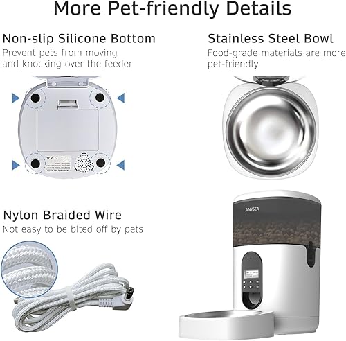 Miniatura 6 de Comederos automáticos para gatos: alimentador de mascotas cronometrado para gatos y perros con pantalla LCD, control de porciones programable,