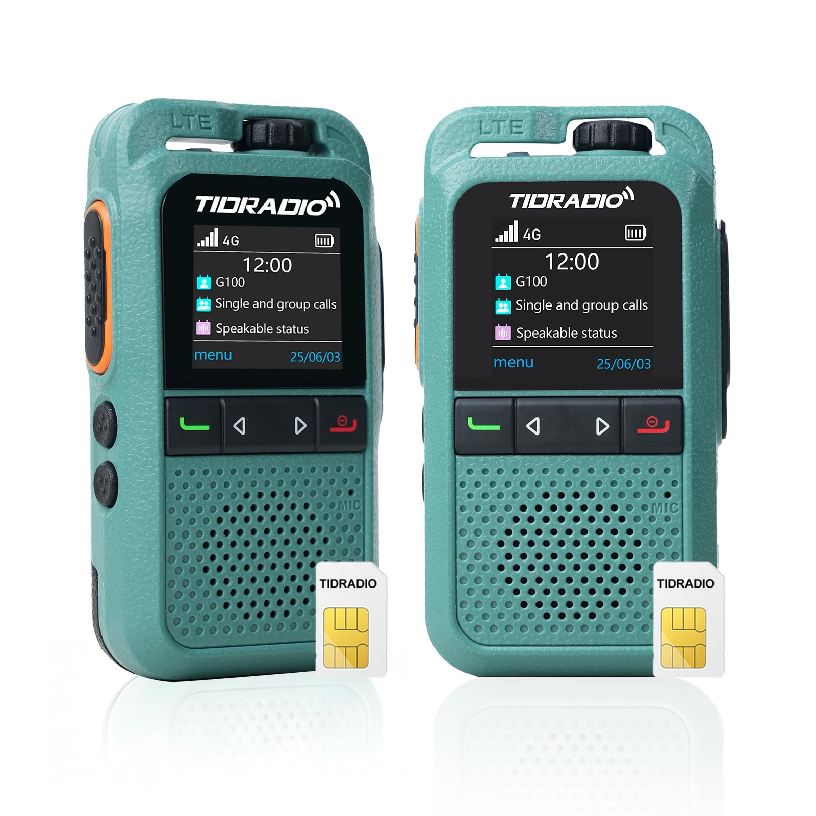 [Compatible with TD-M15] TIDRADIO TD-G100 Nationwide Rapid Walkie Talkies with SIM Cards, 4G POC Unlimited Range 6000 Miles Two Way Radios, Long Range Global PTT for Family, Logistics, Company,2pack