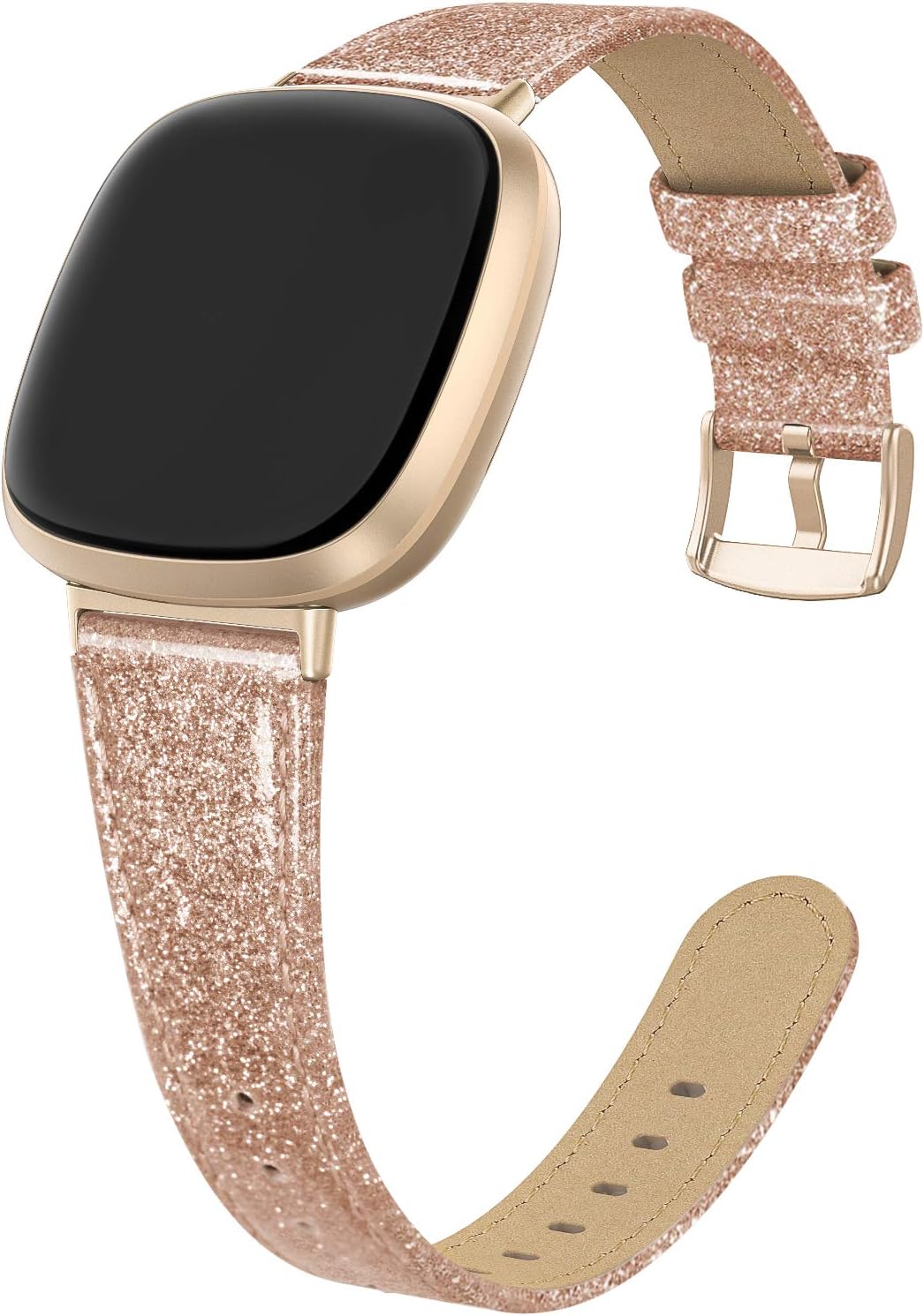 EDIMENSLeather Bands Compatible for Fitbit Versa 3 / Fitbit Sense for Women Men, Genuine Leather Bands Replacement Wristbands Straps Compatible with Versa 3 / Sense