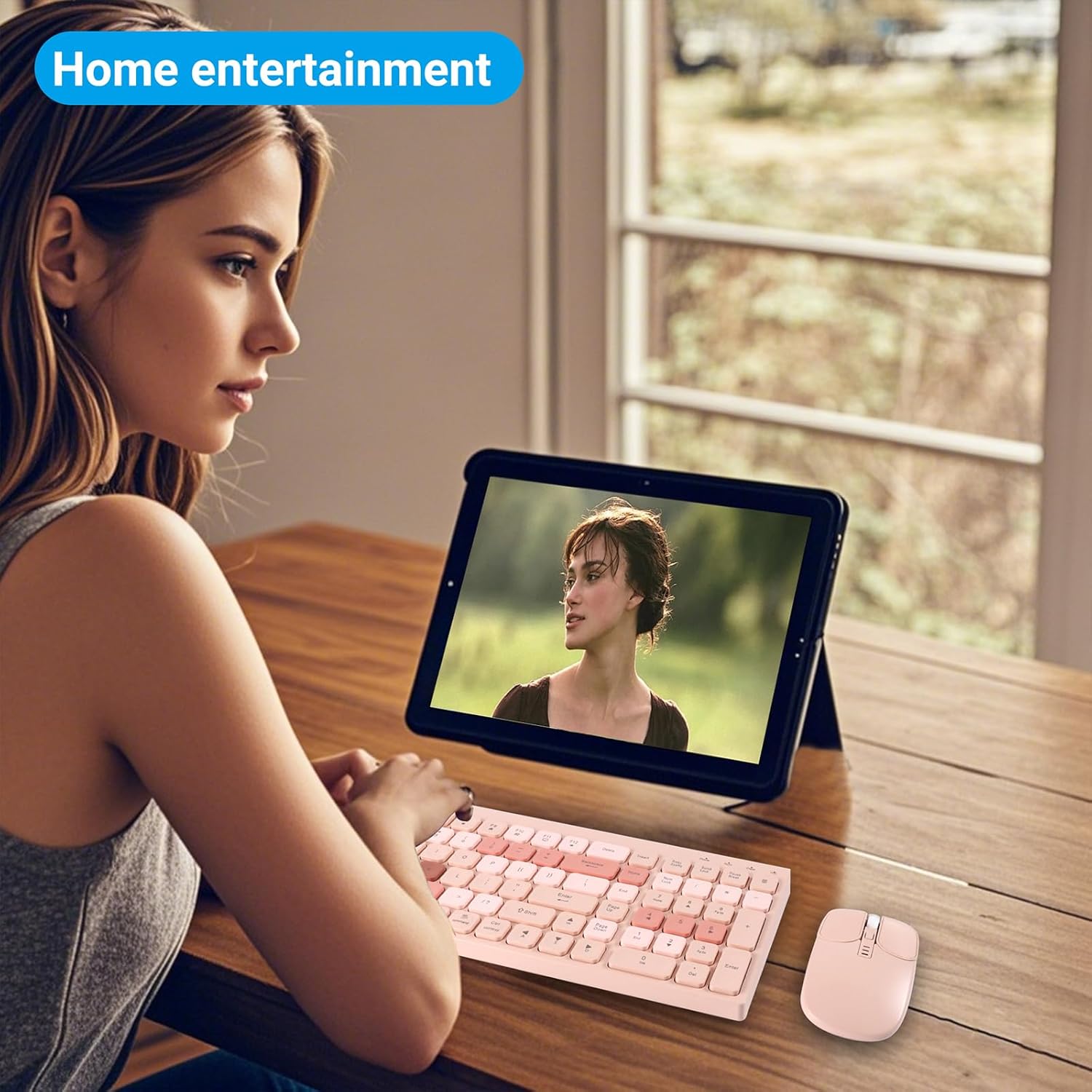 Wireless Bluetooth Keyboard and Mouse Combo(USB + Dual BT),KUYHRF Rechargeable Multi-Device Rechargeable Wireless Bluetooth Mouse and Keyboard, with Silent Keys and Battery Indicator