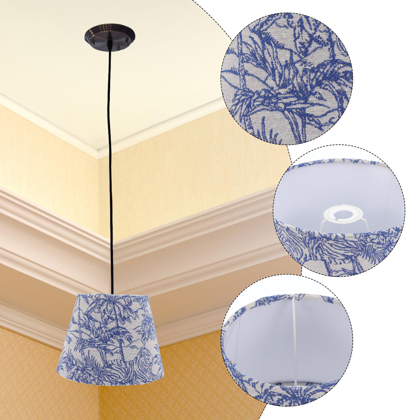 Paralume per Lampada da Terra Blu Motivo Tropicale, Struttura in Metallo Professionale, Design Semplice ed Elegante per Decorare la Casa