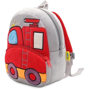 PROTAURI Children's Backpack for Boys 1-4 Years Nursery Backpack Comfortable Daycare Backpack Lightweight Fire Truck Design