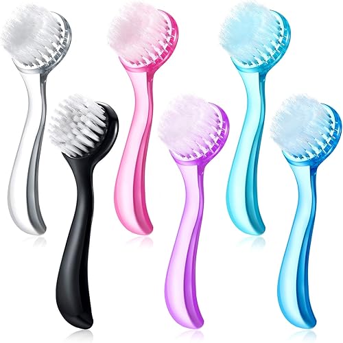 Cepillo de limpieza facial de cerdas suaves, cepillo exfoliante facial con mango acrílico, cepillo exfoliante de lavado facial, cepillos exfoliantes