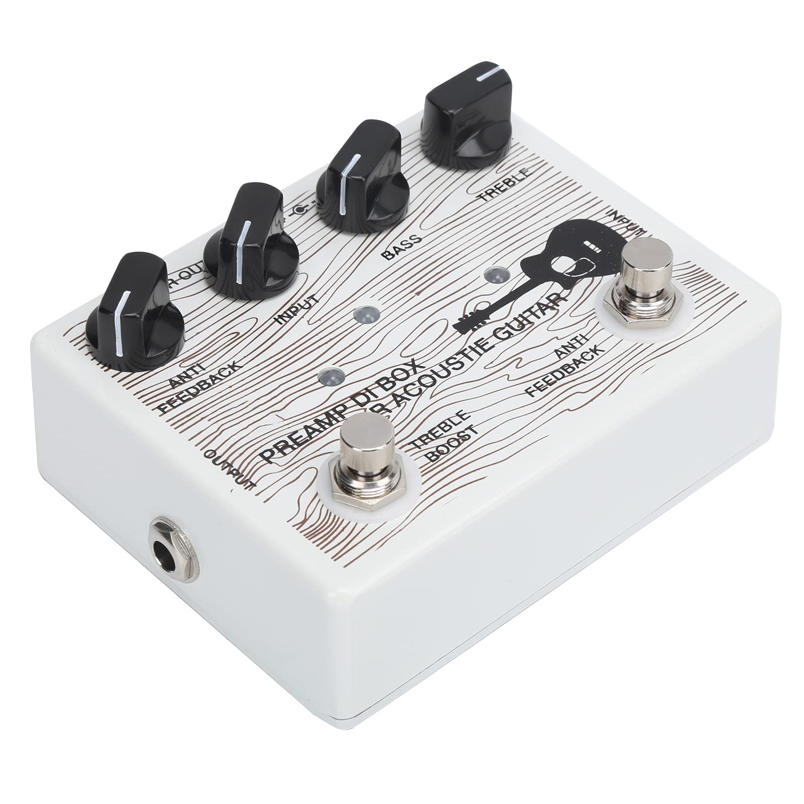 POENVFPO Przenośny Przedwzmacniacz Gitarowy, Elektryczny DI Box ze Stopu Aluminium ze Wskaźnikiem LED, Wzmocnienie Dźwięku DC9V dla Gitar Akustycznych, Lekka Konstrukcja dla Muzyków