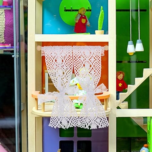Miniatura 3 de Cortinas traslúcidas para casa de muñecas, 3 piezas, cortinas para ventanas de casa de muñecas, cortinas de casa de muñecas a escala 1 12, cortinas
