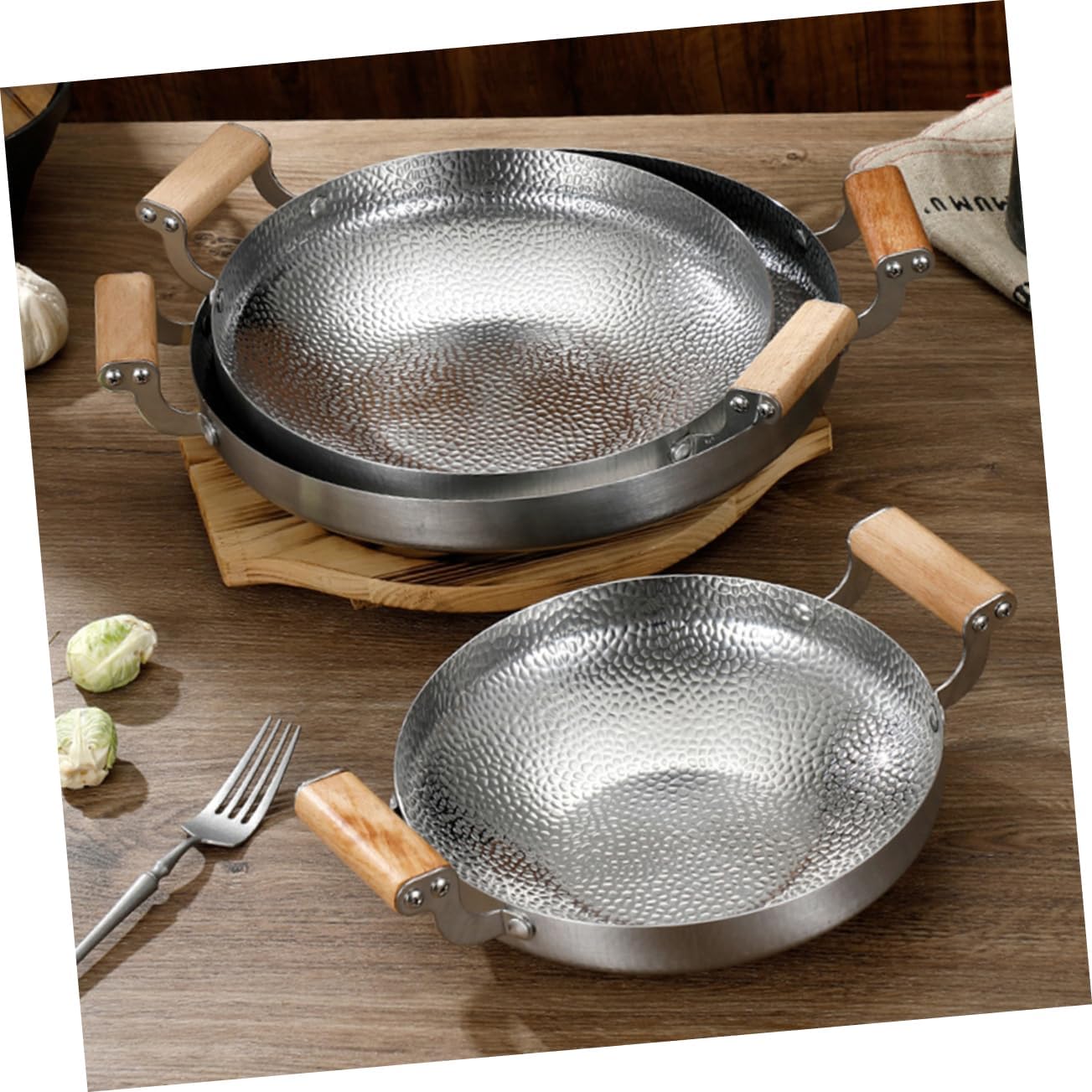 Unomor Stainless Steel Single Pot Dry Pot for Cooking Wok Pan Kitchen Supply High-temperature Easy to Clean