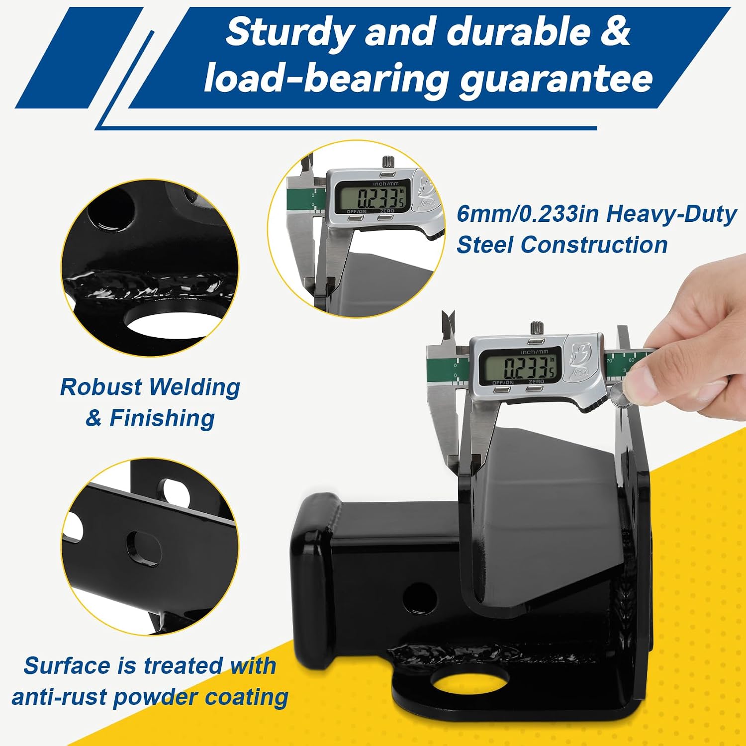 Class 3 Trailer Hitch for Ford Bronco 2021-2026, 2-Inch Rear Bumper Tow Hitch Receiver Weighing 12 pounds, Heavy-Duty 6mm Thick Towing Hitch Receiver for Secure Hauling
