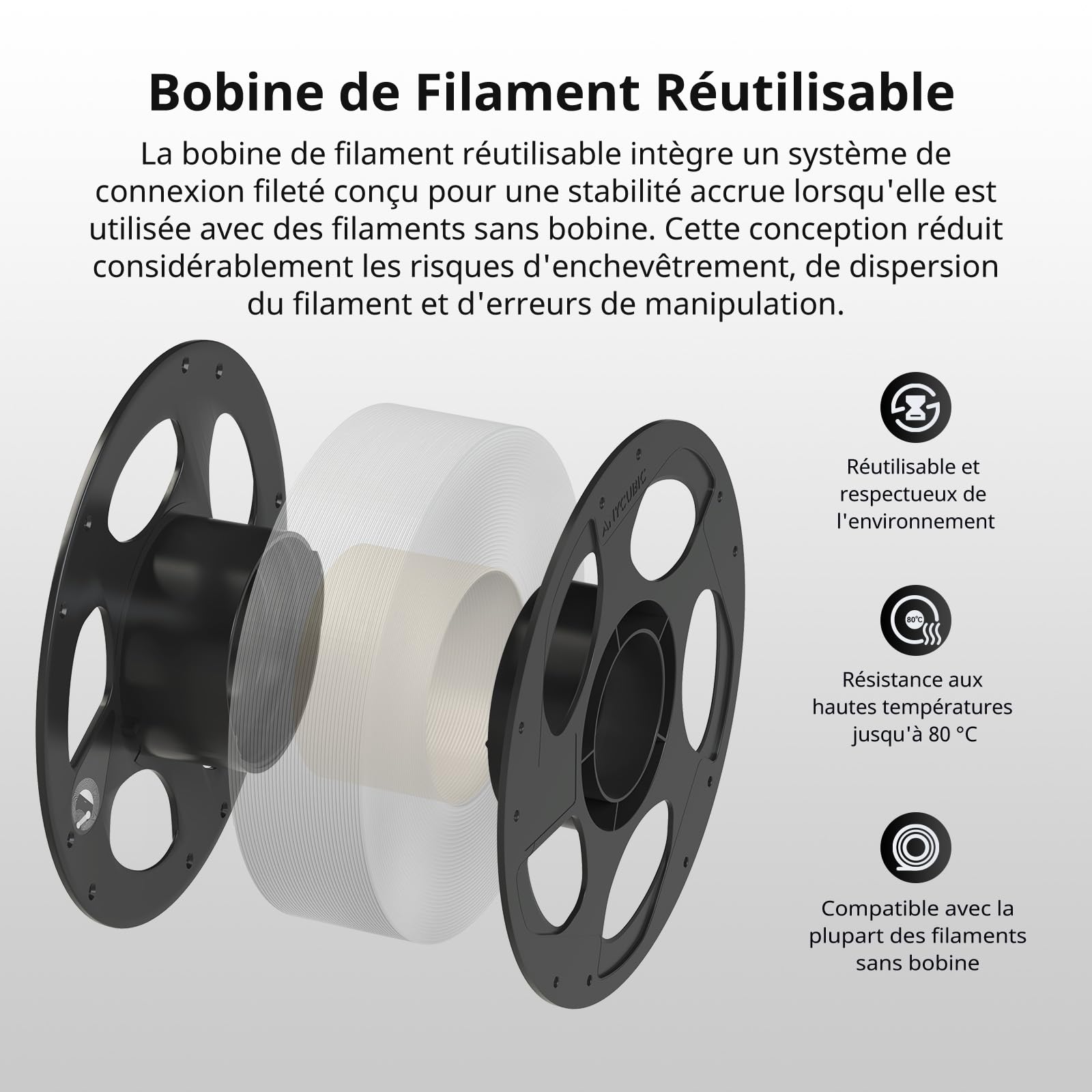 ANYCUBIC PETG Filament 1,75 mm, Robuste et Durable, Faible Déformation et Excellente Adhérence des Couches, PETG 10kg, Noir, Blanc, Gris Texturé, Rose, Rouge, Bleu, Vert, Orange, Jaune, Violet