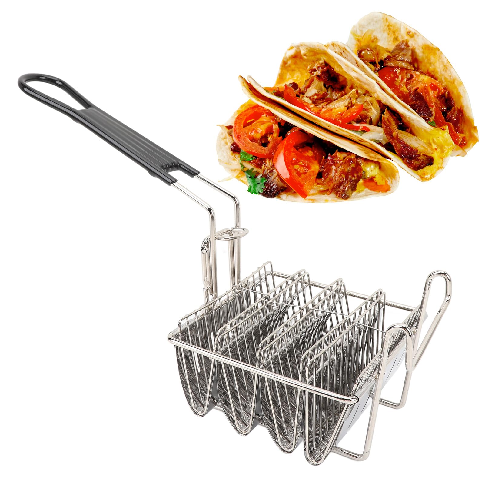 Cesta Para Freidora De Tortillas, Freidora De Tacos, Con Capacidad Para 8 Conchas, Cesta Con Mango De Agarre Desmontable