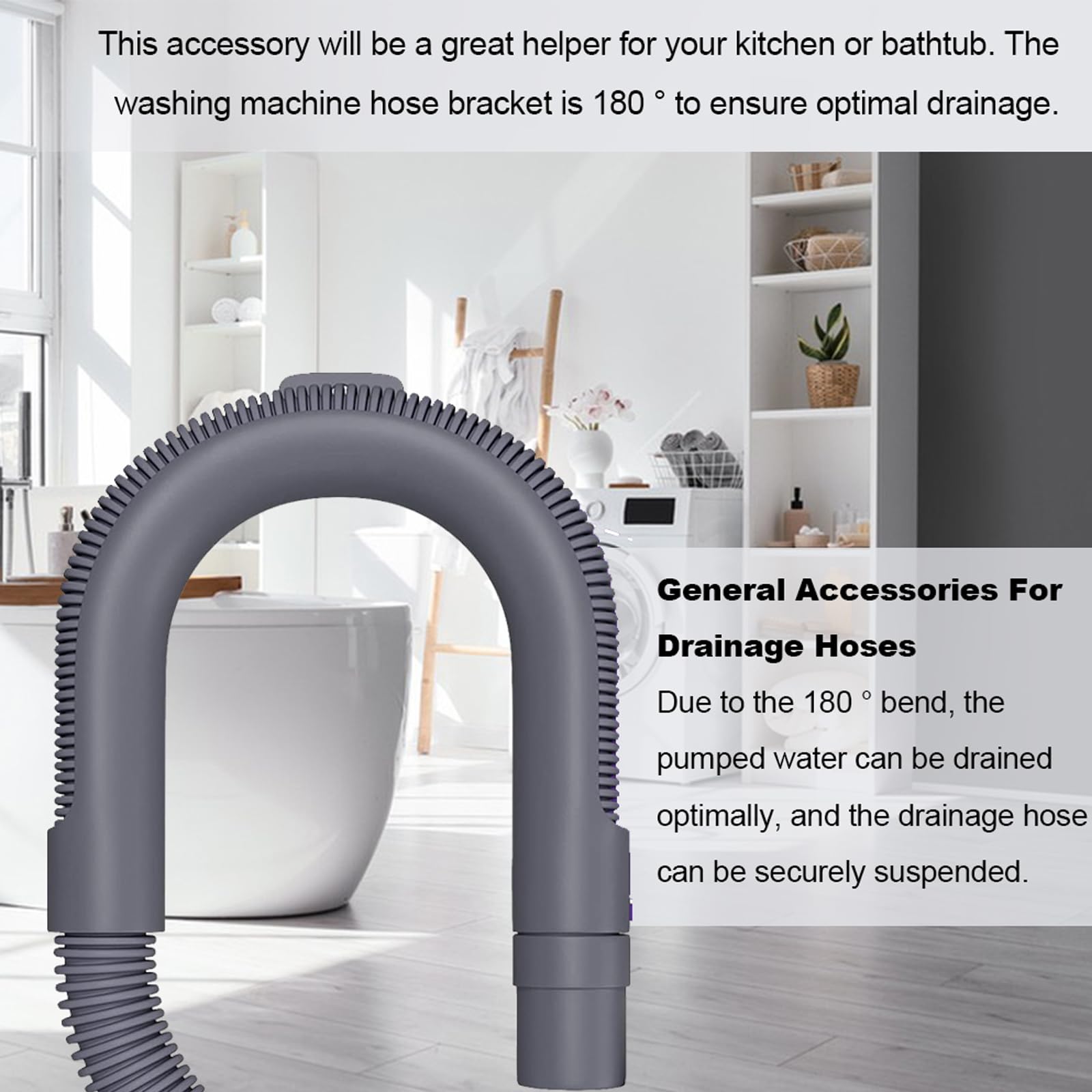 Tuyau De Vidange Rallonge 2 M Pour Lave-linge/lave-vaisselle - Diamètre 20/24 Mm - Avec Accessoires (colliers, Connecteur) - 3