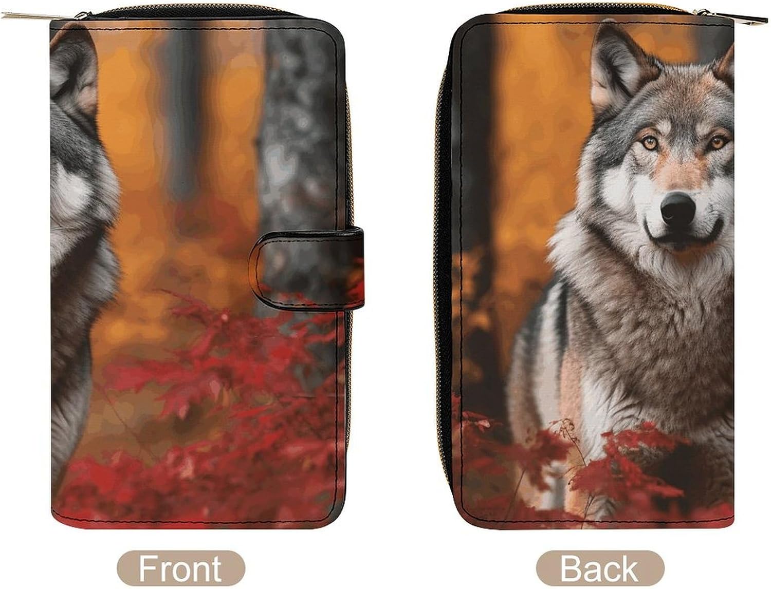 Wallet, Autumn Animals Wolf Printed Wallet,travel Wallet,durable Wallet,portable Wallet,universal Wallet,leather Wallet
