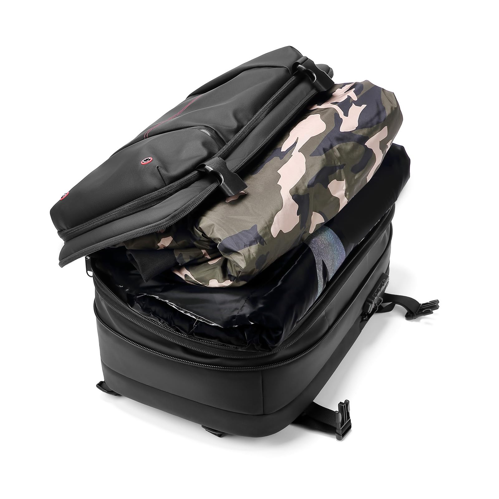 SUNGOOYUE Sac à Dos de Compression scellé sous Vide, Sac à Dos de Voyage étanche, Compartiment pour Ordinateur Portable 17 Pouces pour Affaires, Week-End, 25 L à 60 L, pour Vêtements de (Black)