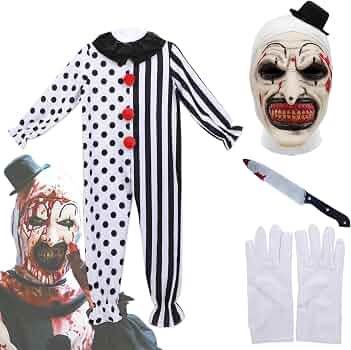 MOMOSTAR Costume da Joker per Bambini, Costume da Clown Horror Bambini, Outfit da Joker Killer con Cappotto Viola, Gilet, Pantaloni e Cravatta, Costume da Clown per Cosplay Feste Carnevale