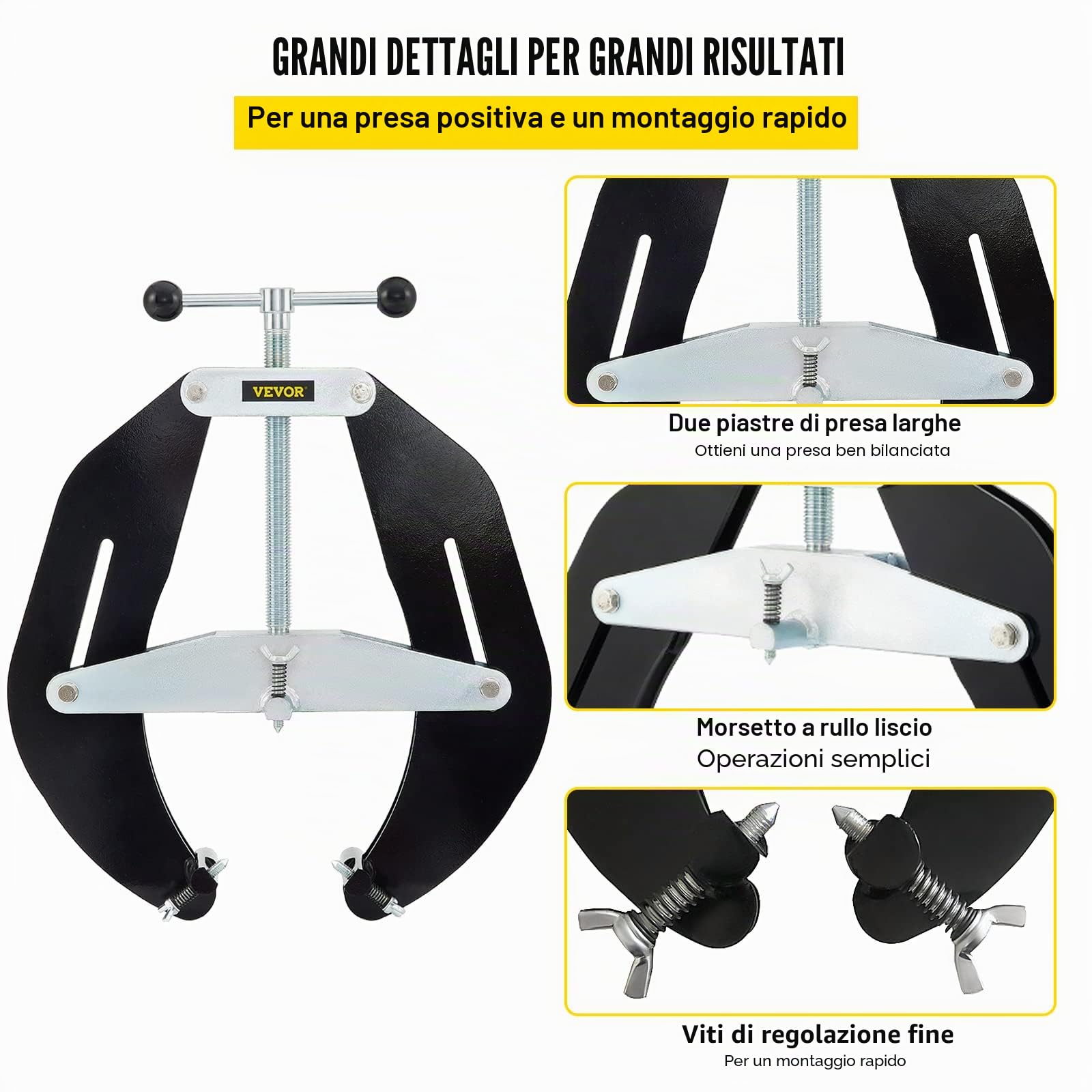 VEVOR Morsetto di Allineamento del Tubo per Saldatura, 5-12" Clamp Pipe Alignment Leggero e Portabile, Accoppiatore per Tubi a Morsetto in Acciaio al Carbonio con Viti a Rapida Azione, Nero