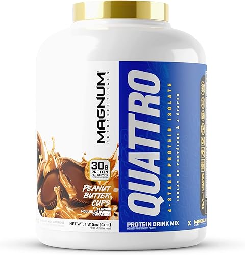 Magnum Nutraceuticals Quattro - Tazas de mantequilla de maní, 4 libras, pueden apoyar el crecimiento muscular y la recuperación disponible en Yaxa Costa Rica