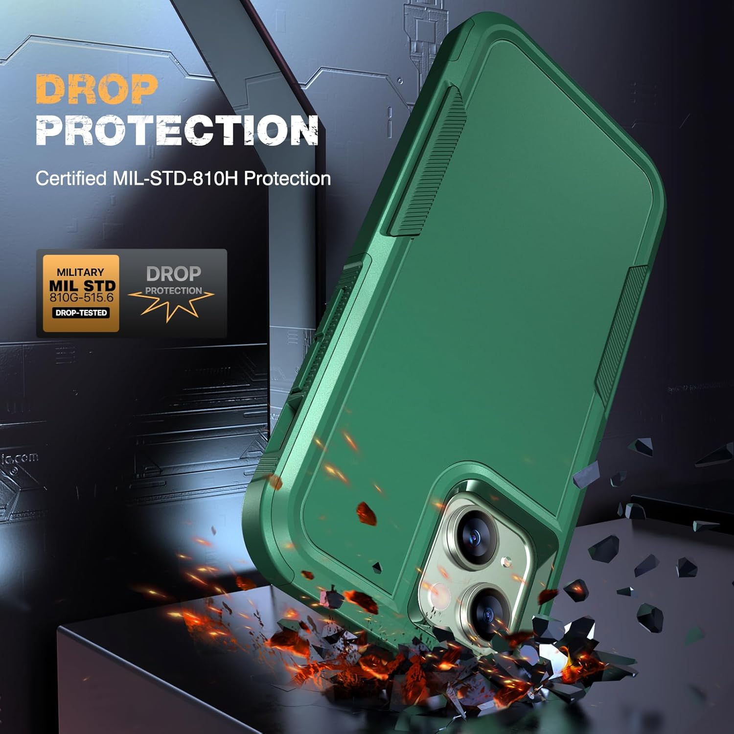 Diaclara Designed for iPhone 15 Case, [with Privacy Screen Protector] [Anti Spy] [Military Grade Drop Protection] Heavy Duty Full-Body Shockproof Phone Case,Green