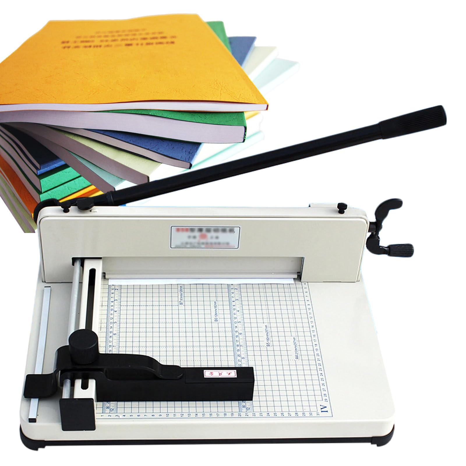 Taglierina per Carta per impieghi gravosi, Larghezza di Taglio 310 mm, Spessore di Taglio 400 mm, Macchina da Taglio per Carta da scrivania, taglierina Industriale per Ufficio e Scuola.