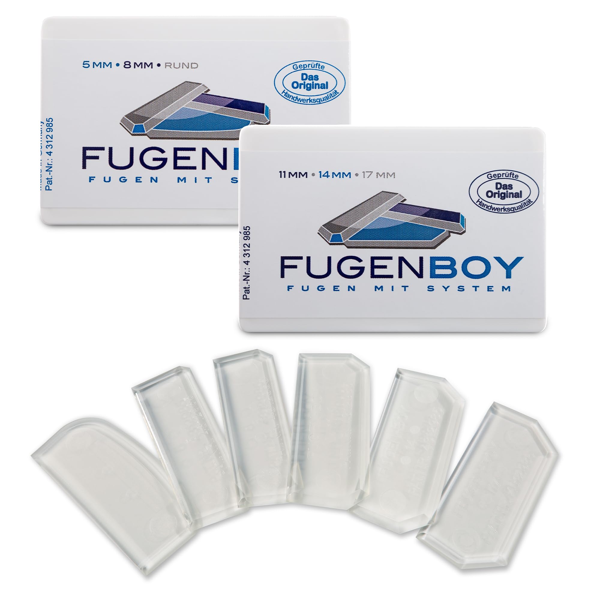 Patentierter Fugen-Glätter 6er Set | Deutsche Herstellung | Silikon-Abzieher | Ideal als Spachtel für Fliesen & Edelstahl | Profi-Werkzeug zur Versiegelung