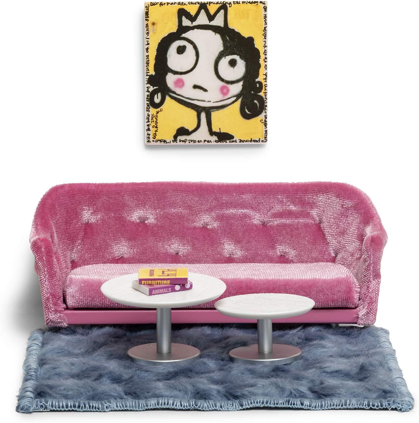 LUNDBY Dolls House Furniture Living Room Sets – Doll House Accessories – 7-pieces – for 11 cm Mini Dolls, Age 4+ 1:18