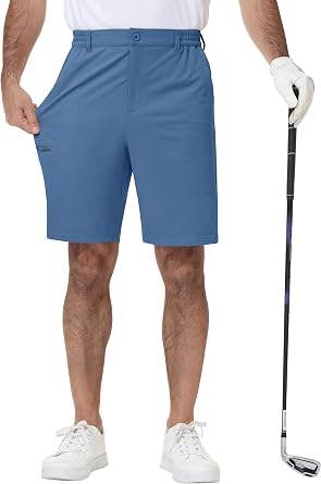 Satankud Mens Golf Shorts 9" Lightweight Stretch Quick Dry Flat Front Casual Shorts for Work Hiking Trips