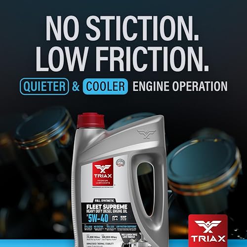 Miniatura 8 de Triax Fleet Supreme 5W-40 API CK-4 Full Synthetic Heavy Duty Diesel Engine Oil Moly Boron Friction Modified Extended Drain (5 Gallon)