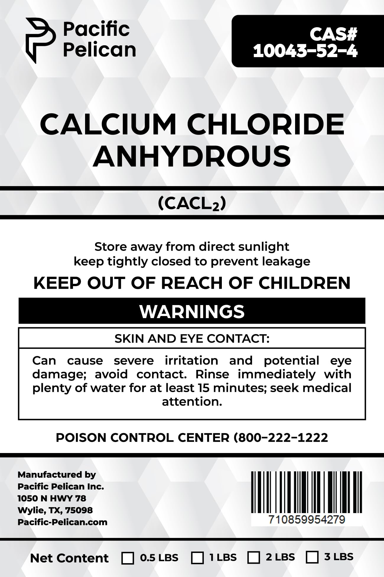 Pacific Pelican's Calcium Chloride Anhydrous (CaCl2) - Chemical (2lb)