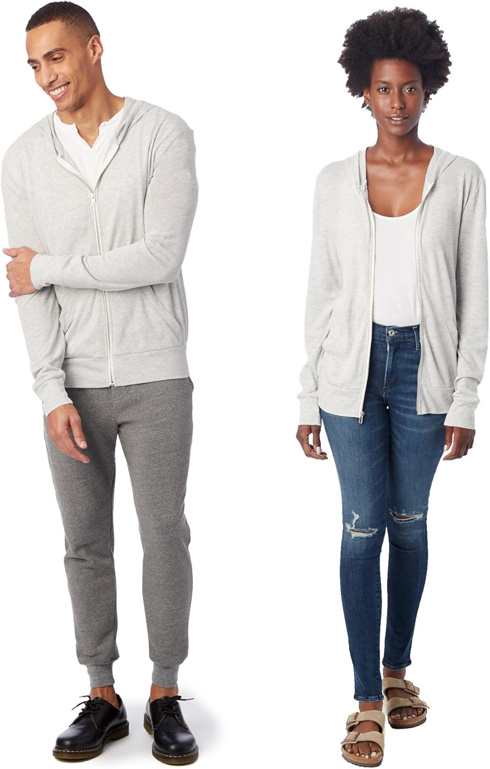 Alternative Men's Hoodie, Eco Zip Up Camo Triblend Jersey Hooded Sweatshirt