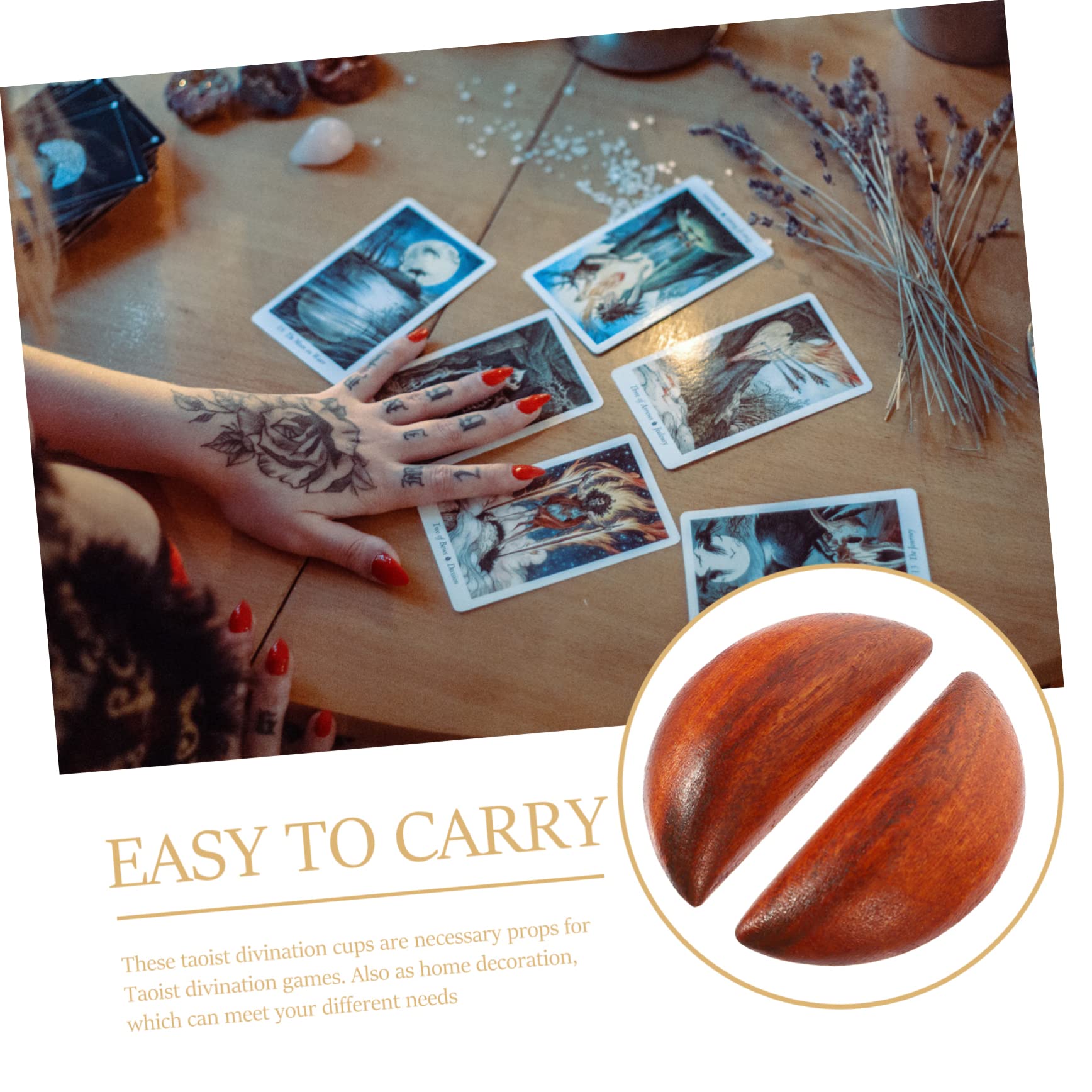 ULDIGI 1 Pair Sacred Gua Cup Yin Yang Divination Cups Mug Taoist Divination Supplies Feng Shui Money Amulet Gnomes Divination Tool Chinese Decorations Communion Yang Cup