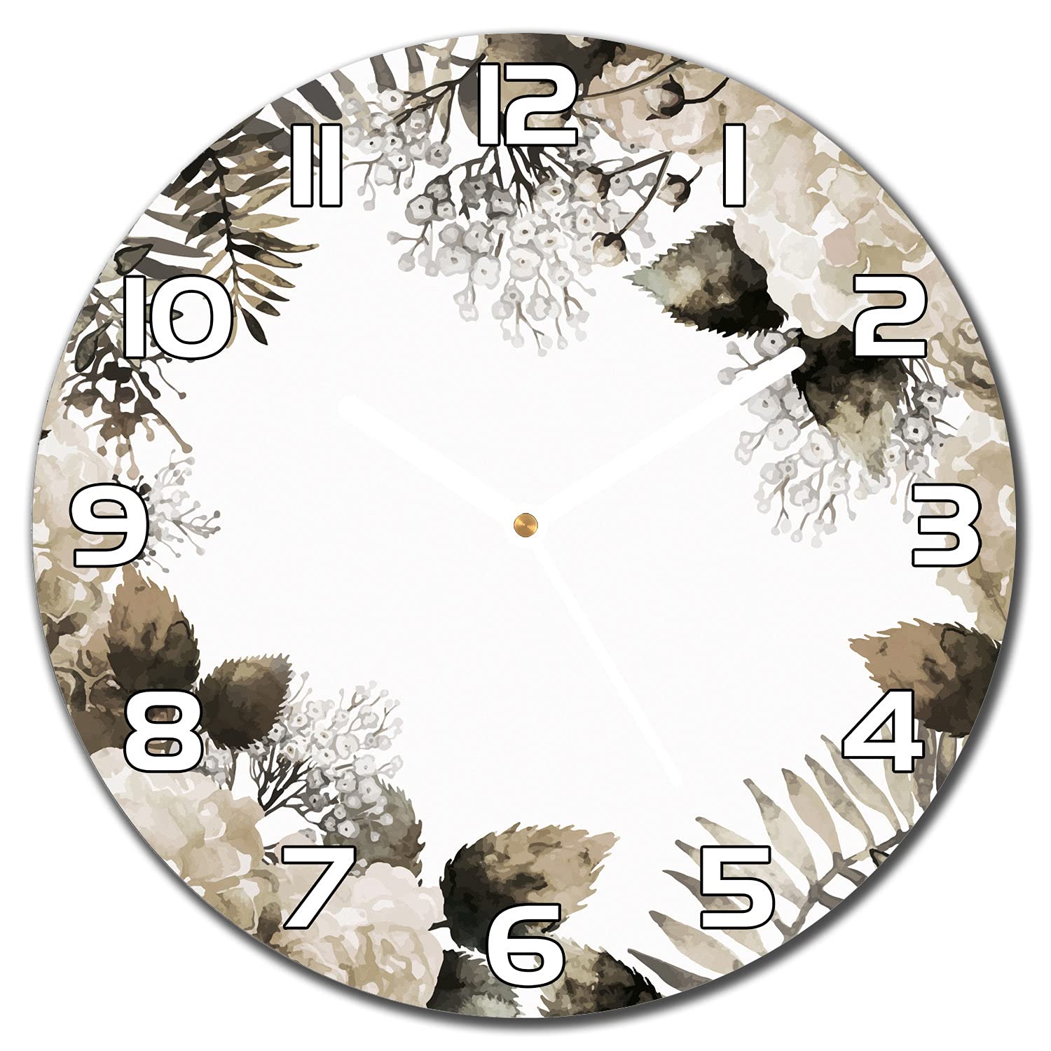 Horloge en Verre 30 cm Fleurs d'Hortensia Vintage avec Aiguilles Blanches pour Salon
