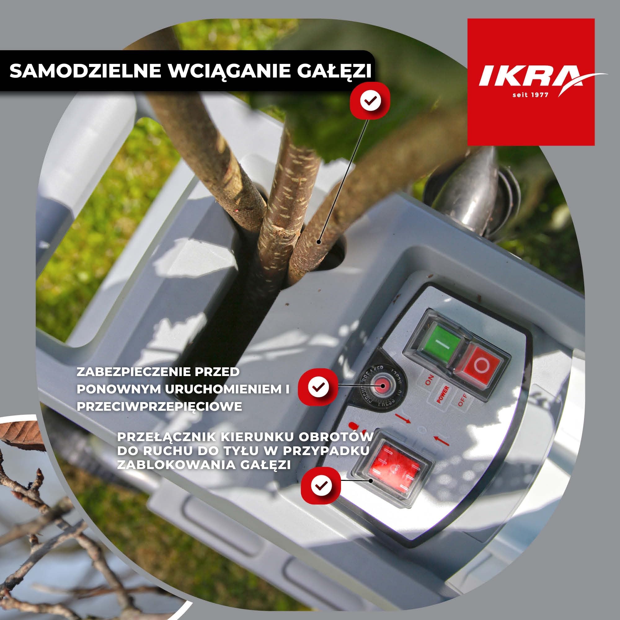 IKRA rozdrabniacz ogrodowy walcowy elektryczna ILH 2800 cicha, wytrzymała i łatwa w konserwacji moc 2800 W grubość gałązki do 44 mm