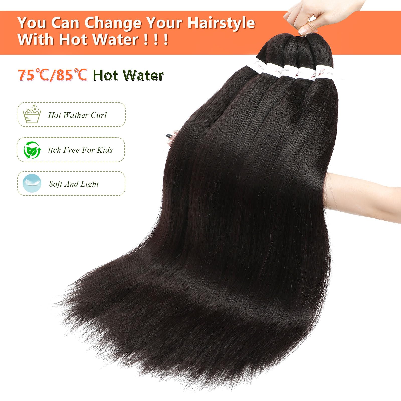 Pre Stretched Braiding Hair 24 Inch Braiding Hair Extension for Twist Or Box Braids 8 Packs Crochet Braids Hair Extensions Synthetic EZ Braid Hot Water Setting Soft Yaki Texture(24Inch - Image 4