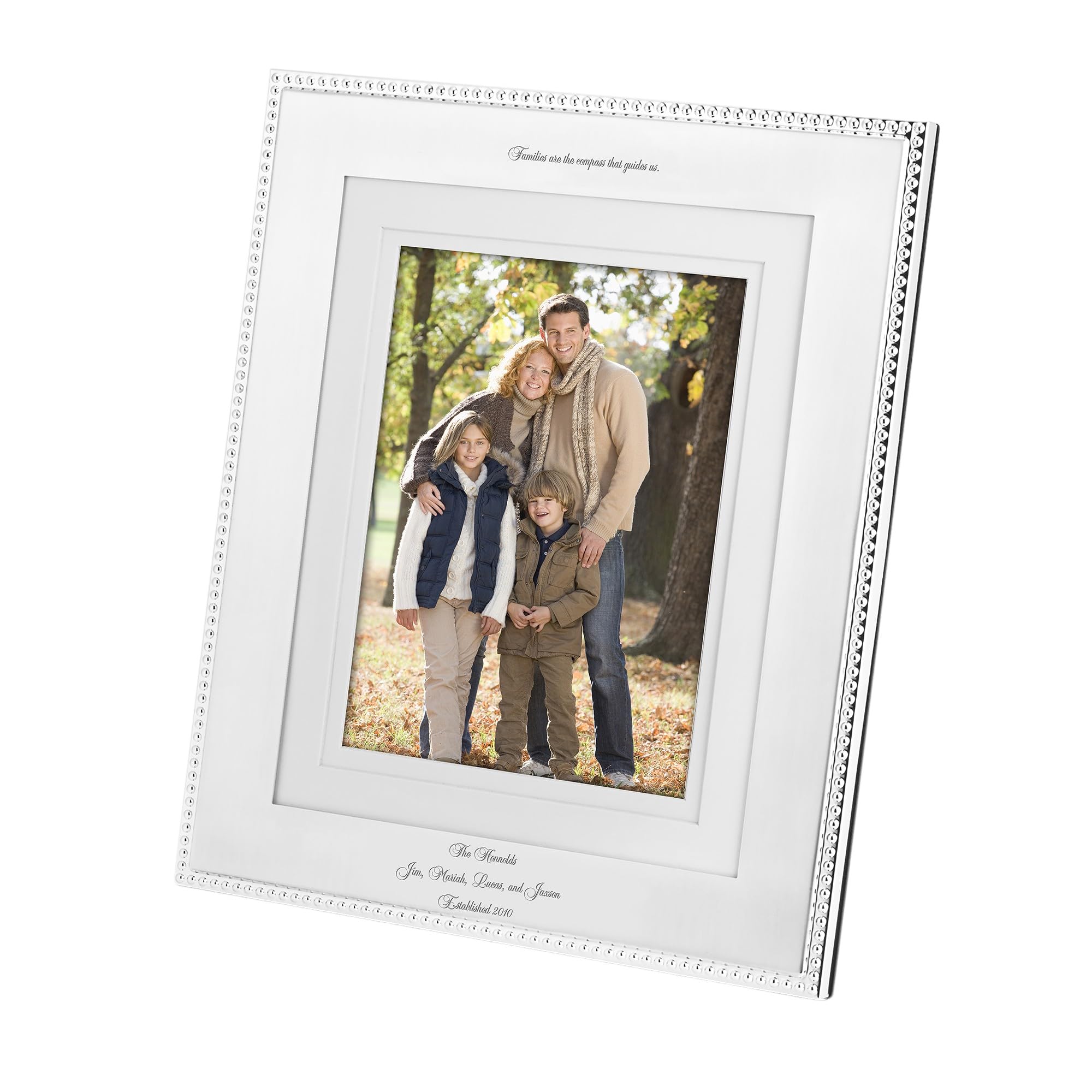 THINGS REMEMBERED Engraved Silver Beaded 8x10 Picture Frame- Vertical/Portrait (Free Customization)