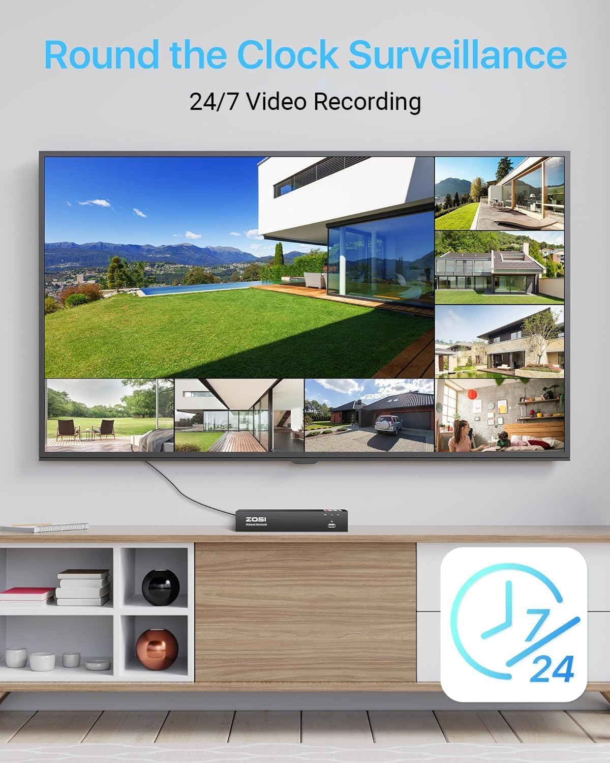 ZOSI 8CH 1080P PoE Home Security Camera System with Hard Drive 1TB,H.265+ 8Channel 5MP NVR Recorder,8pcs Wired 1080P Outdoor Indoor PoE IP CCTV Cameras with Night Vision, Motion Alert, Remote Access