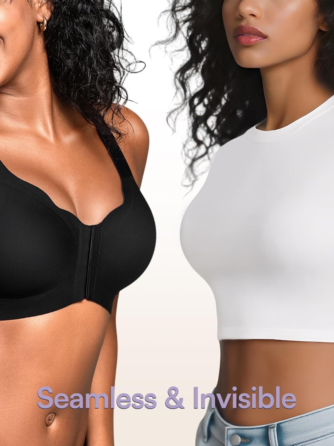 Front Closure Bras for Women - M-4XL - Wireless Jelly Bra with 2 Hook & Eyes No Underwire Seamless Tshirt Bralettes - Image 6