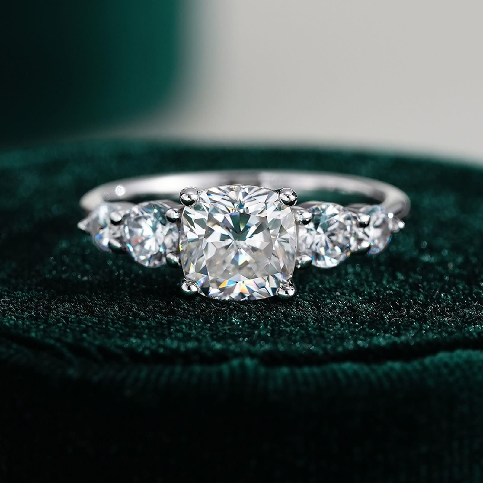Damski złoty pierścionek ślubny, prawdziwe złoto z moissanite, 2 ct, białe złoto, elegancki pierścionek rocznicowy dla kobiet