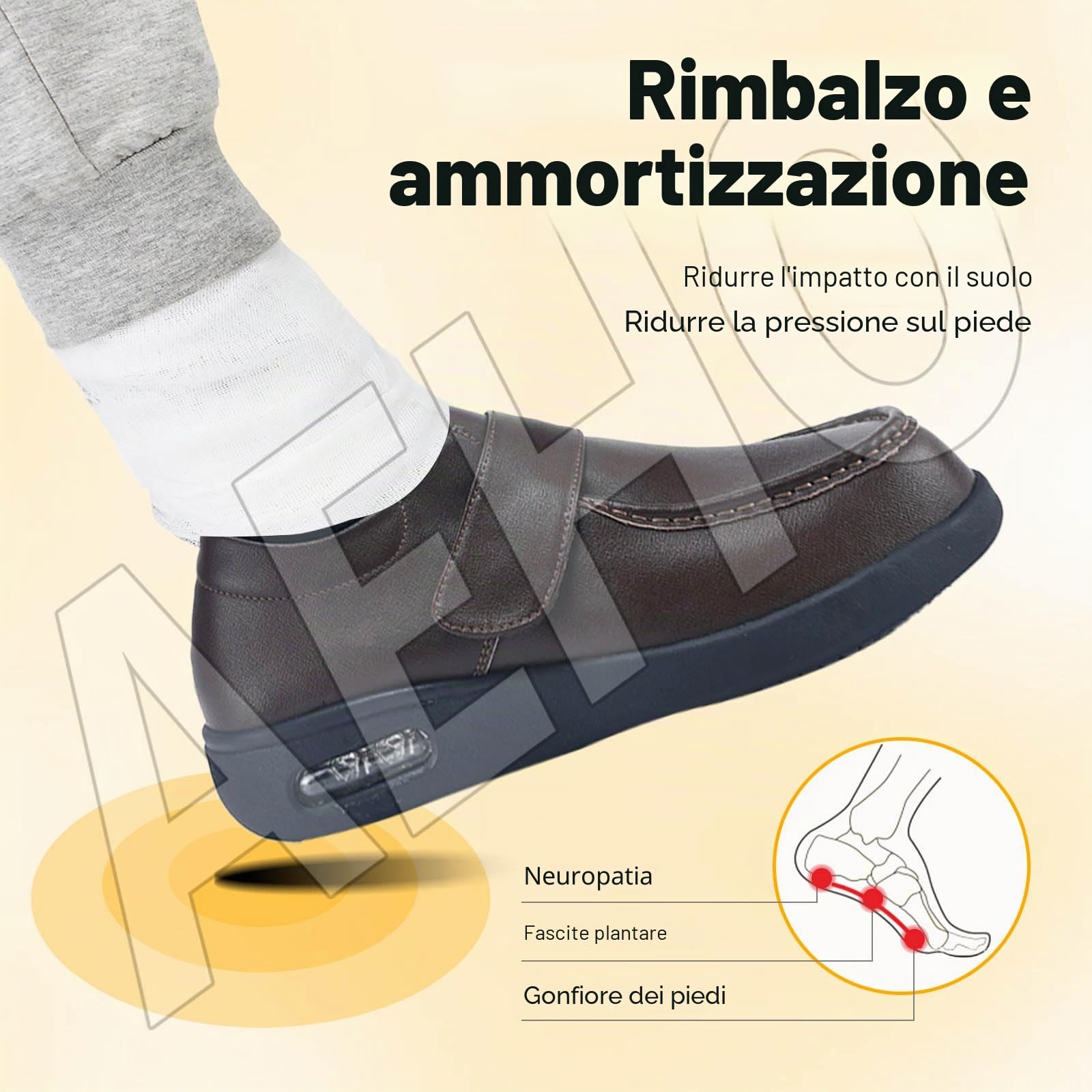 AEHO Scarpe Uomo Diabetici Pianta Larga Ortopediche, Mocassini in Pelle Extra Larghi con Strappo per Piedi Gonfi da Lavoro, Nero, 39 EU