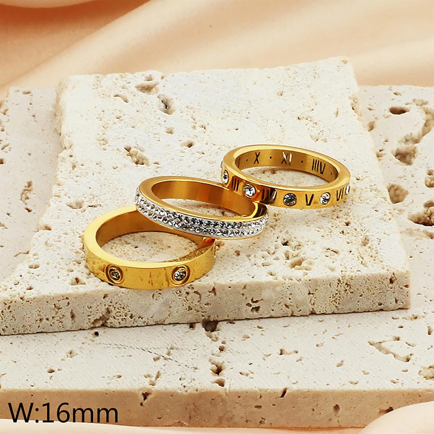 Love Friendship Ring Cubic Zirconia Gold Ring Sets for Women Stainless Steel Stacking Ring Wedding Statement Thumb Ring Bands - Image 7