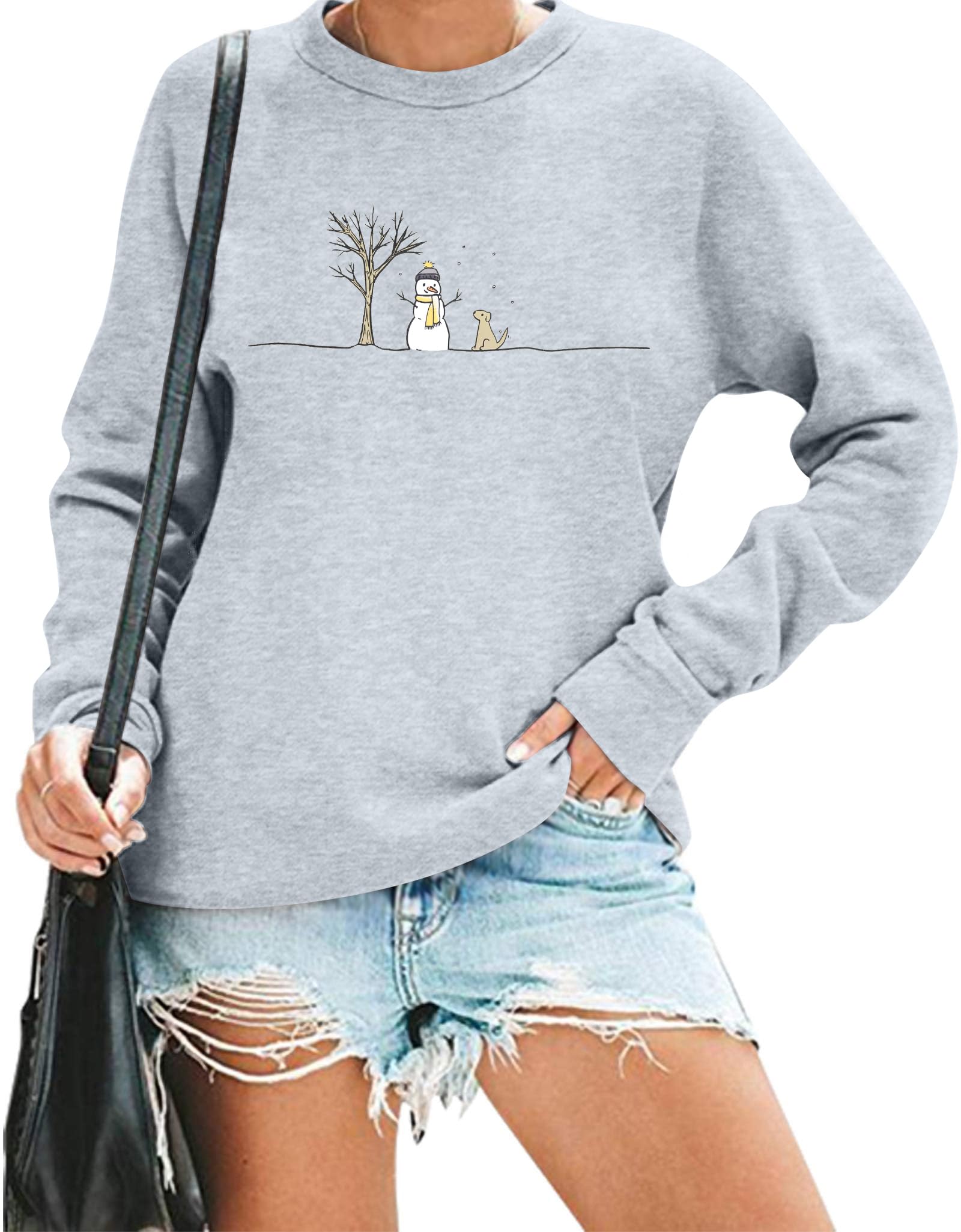 MOUSYA Snowman Sweatshirts for Women Christmas Snowman Sweatshirt Merry Christmas Pullover Winter Lightweight Top