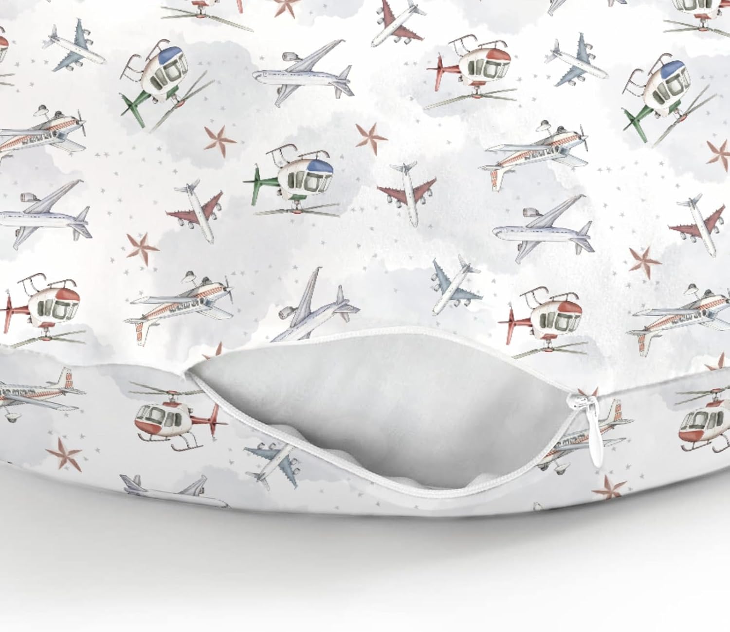 Vintage Planes Airplanes Helicopters Nursing Pillow Covers for Boy Girl Planes Models Aircraft Nursing Slipcovers for Breastfeeding Pillows Plane Stars Clouds Soft Stretchy Covers for Newborn Infant