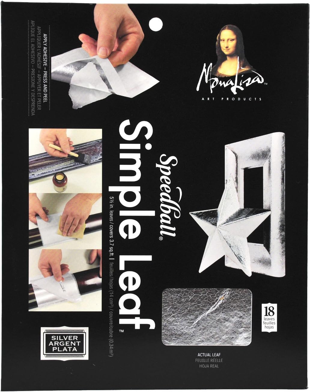 10031 Mona Lisa Silver Simple Leaf For Metal Leafing Projects, 5-1/2 x 5-1/2 Inches - 18 Pack