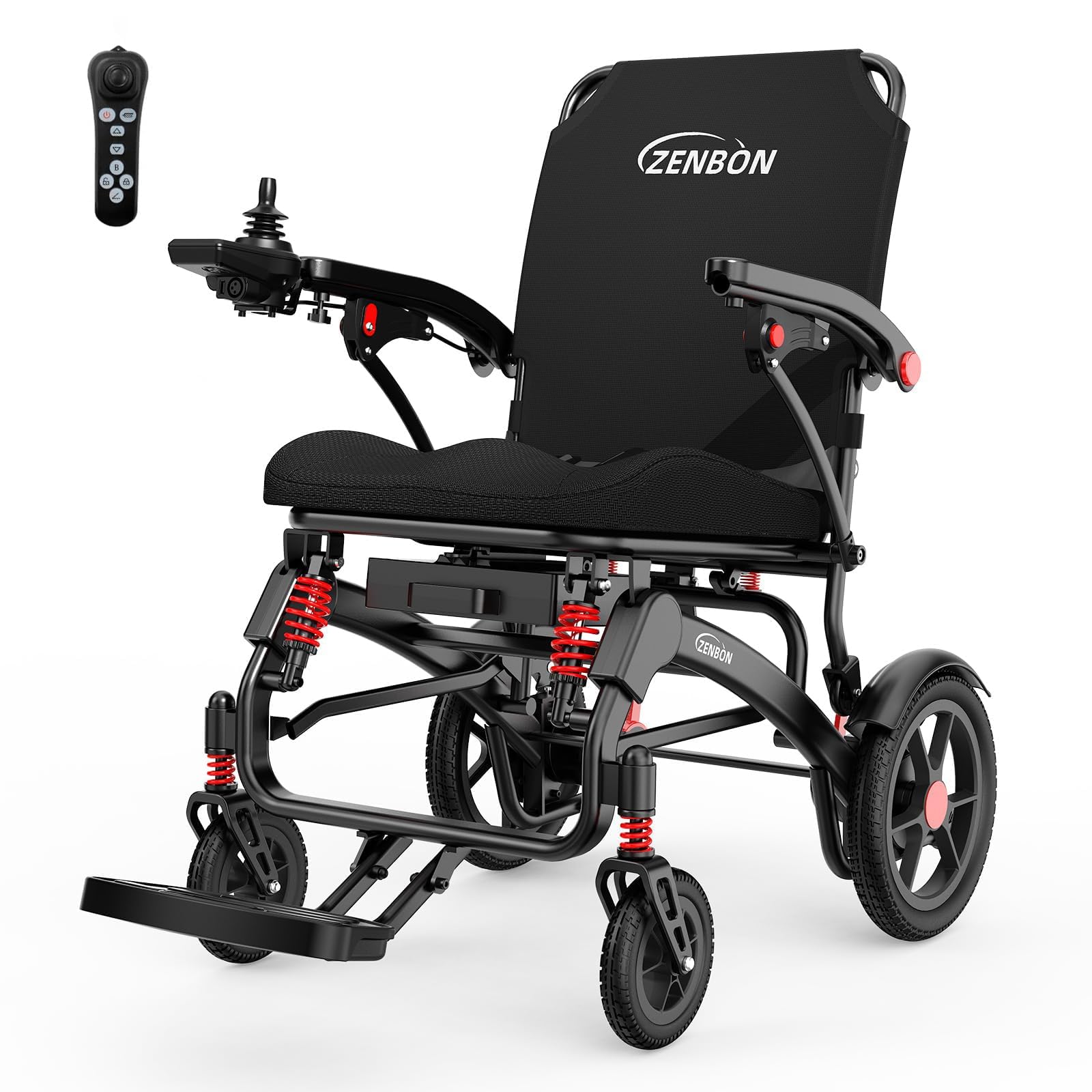 Sedia a rotelle elettrica, leggera, pieghevole, 19 kg: sedia a rotelle elettrica con telecomando e pulsante posteriore di aiuto alla spinta – Sedia a rotelle elettrica per anziani, standard