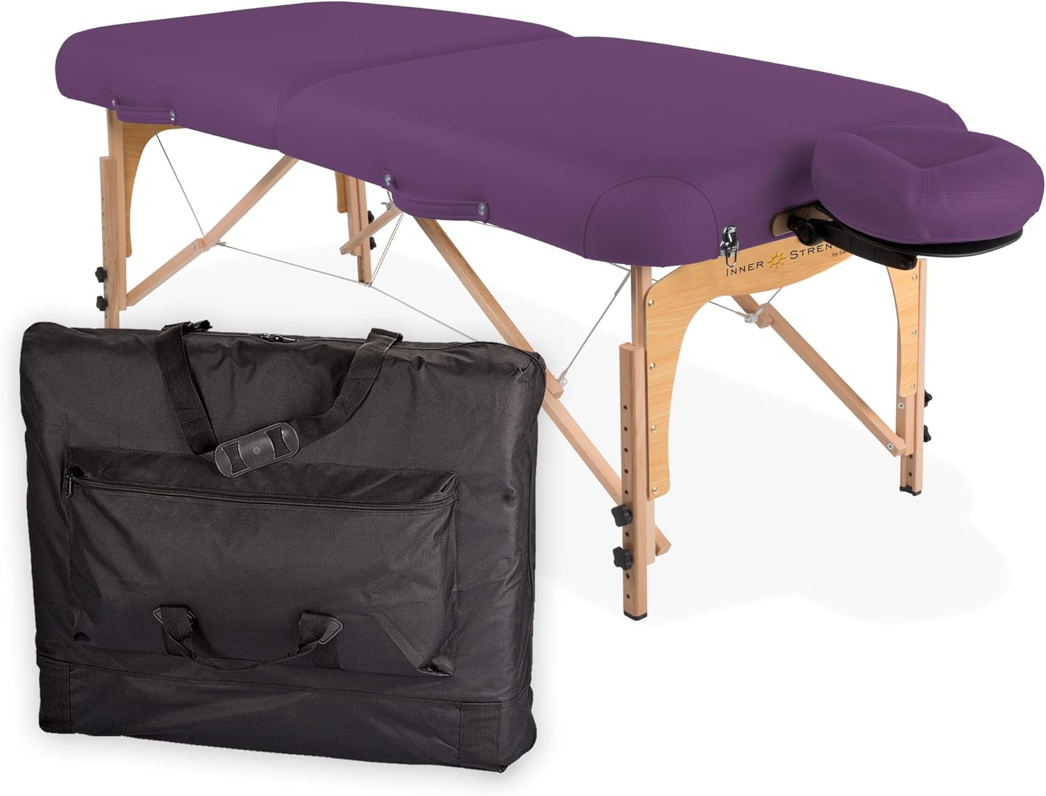 INNER STRENGTH Portable Massage Table Package E2 - Full Reiki Massage Table Incl. Deluxe Adjustable Face Cradle, Pillow & Carry Case (30"x73")