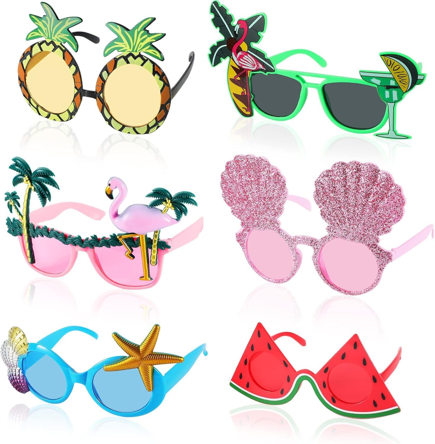 Benting Party Sunglasses - 6 Pairs Novelty Hawaiian Glasses, Tropical Fancy Dress Party Props, Fun Summer Kids Party Favors, Beach Themed Party Supplies Decoration