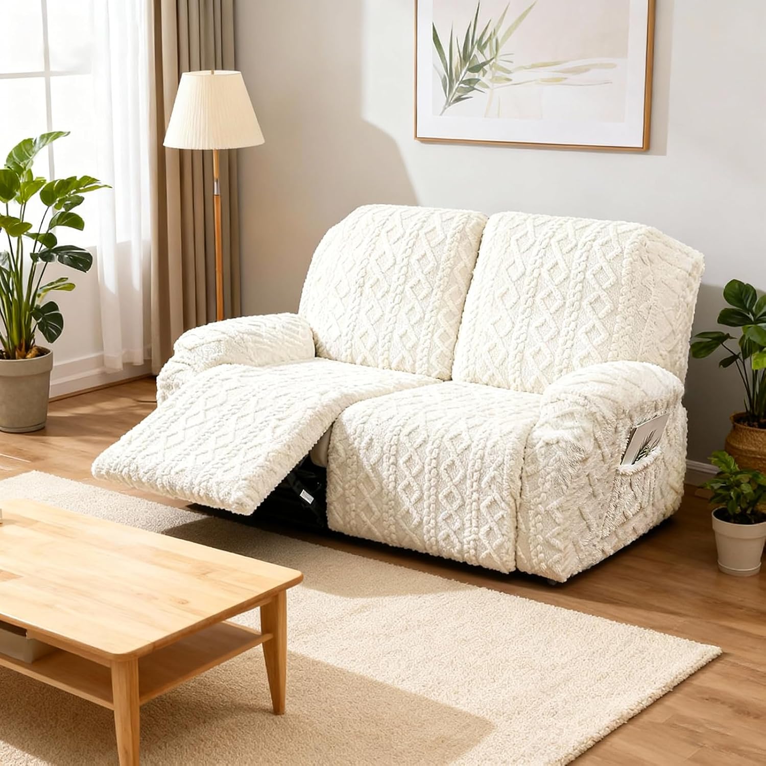 JOKIVTOU Loveseat Recliner Covers 6 Pieces Reclining Sofa Slipcovers with Pocket& Elastic Bottom, 2 Seaters Lazy Boy Non Slip Love Seat Sofa Couch Slipcover, Thick Soft Feel, Washable