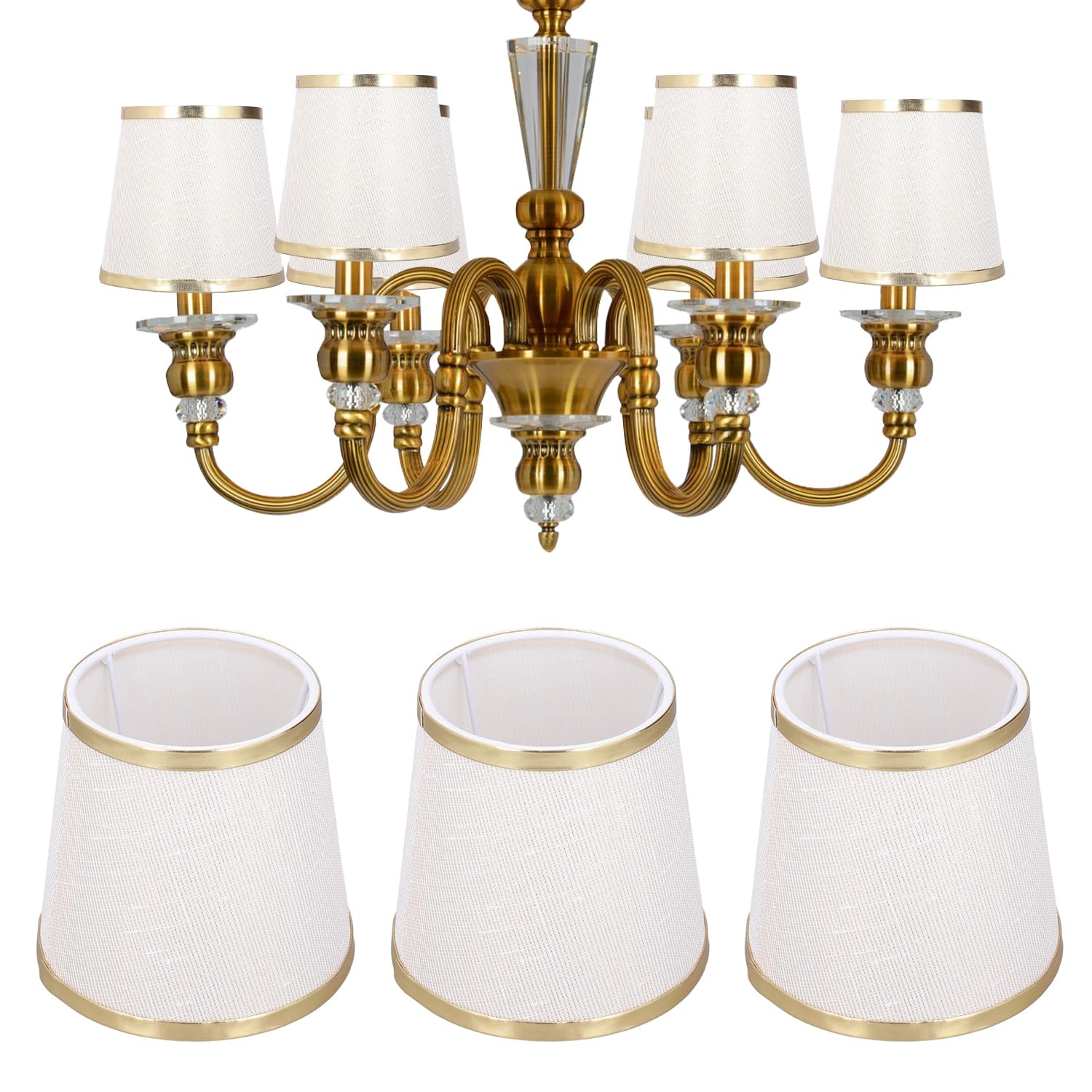 3 PCS Chandelier Lamp Shades, 15 x 14 x 11 cm E14 Fabric Lampshade Bedroom Ceiling Small Wall Lamp Shade for Hotel, Living Room โ image 1