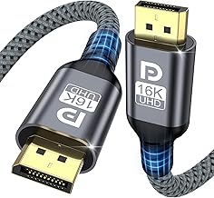 TEFLOTY 16K Câble DisplayPort 2.1, Cable DisplayPort 80Gbps Supporte 16K@60Hz, 8K@120Hz, 4K@240Hz, Cable DP Display Port pour Moniteur de Jeu, Laptop, TV, Carte Graphique, PC