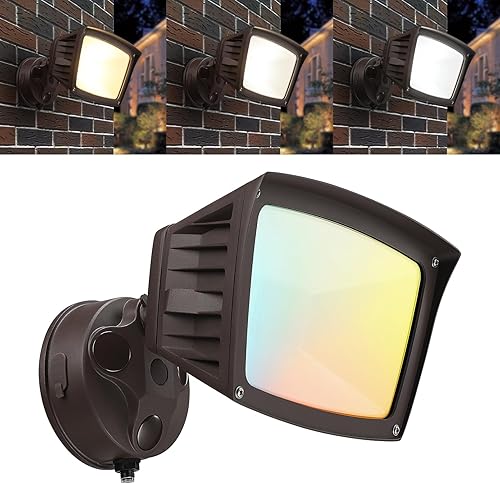 LEONLITE Luces de seguridad LED del atardecer al amanecer, luz de inundación al aire libre con fotocélula, 28 W, 3400 lm, luces de inundación